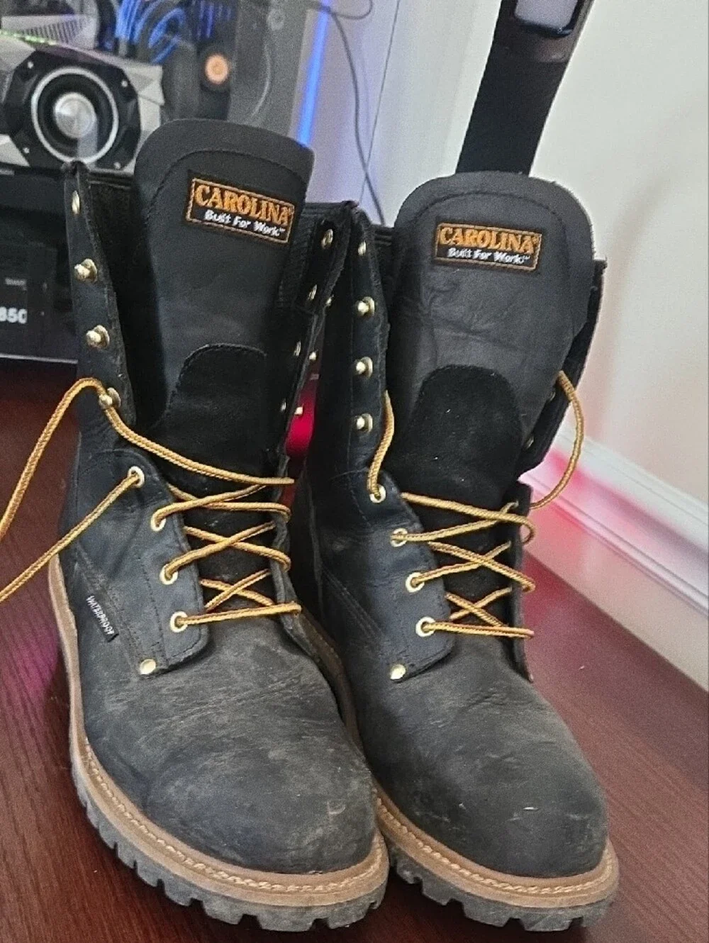 Men's Carolina Steel Toe Black Waterproof Work Boots Sz 12